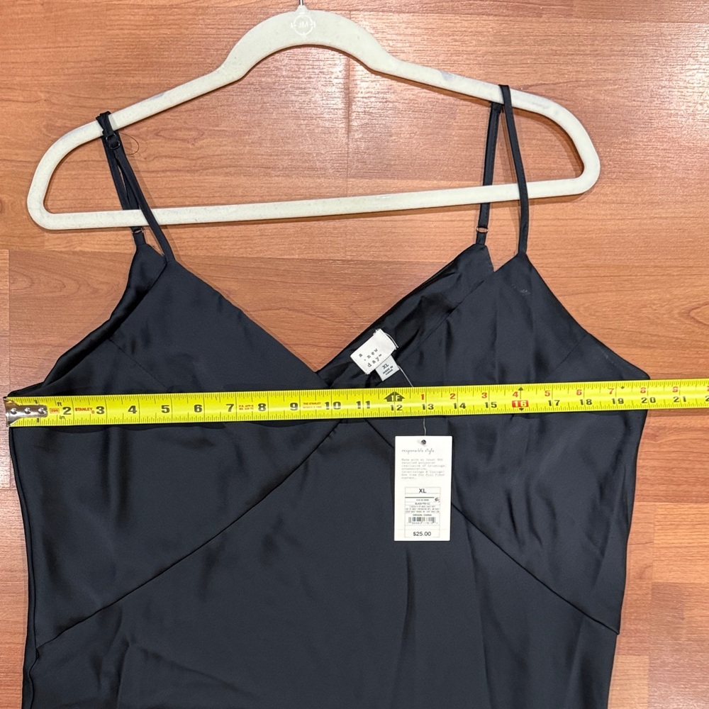 a new day Black Satin Slip Midi Dress with Spaghetti Straps - Picture 8 of 10